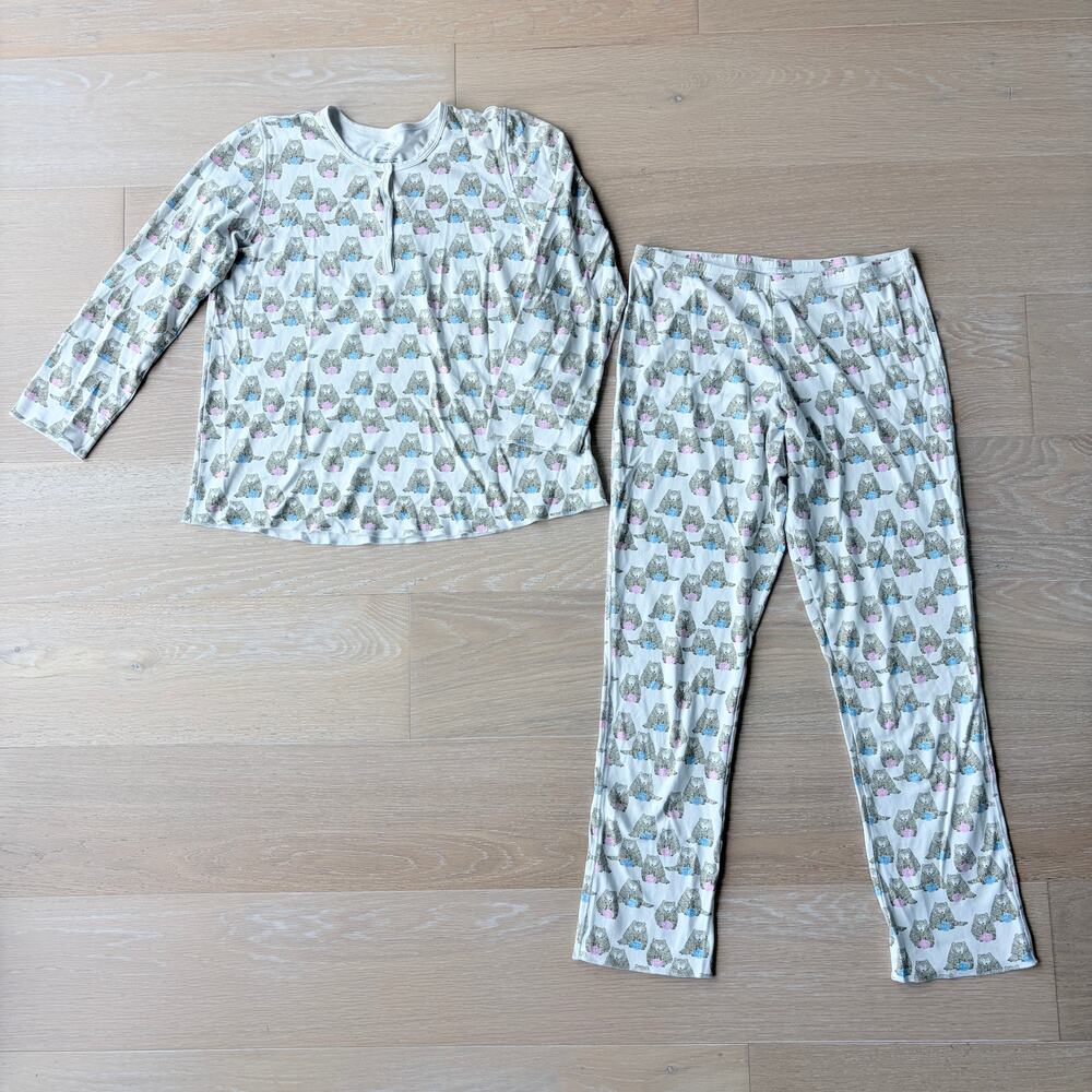 Roller Rabbit Jersey Stan The Bear Pajama Set Women's Small